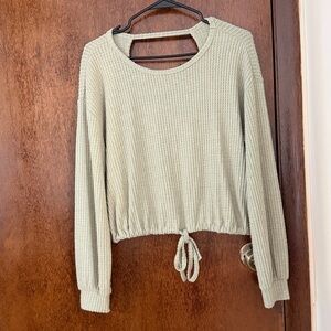 Cozy Knit Sweater with Tie Hem
